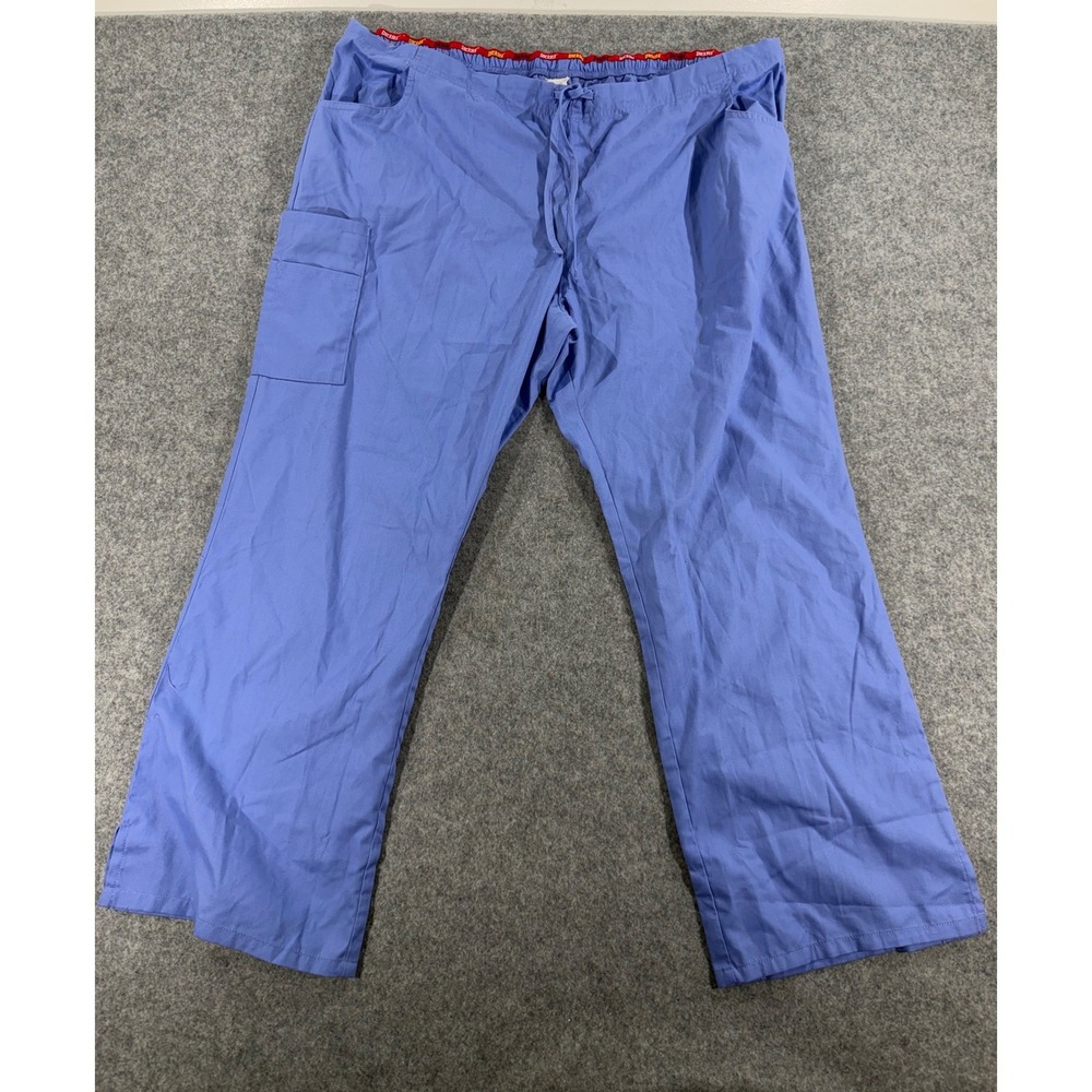 Dickies Medical Scrub Pants XL Blue Cargo Drawstring Elastic Waist